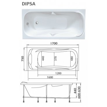 Ванна акриловая 1Марка Dipsa 170x75