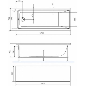 Панель для ванны Am.Pm Gem W90A-170-070W-P1