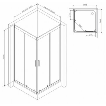 Душевой уголок Am.Pm Gem W90G-403-090MT