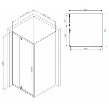 Душевой уголок Am.Pm Gem W90G-404-090MT