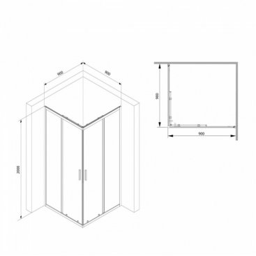 Душевой уголок Am.Pm Gem S W93G-403-090BT