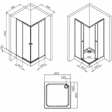 Душевой уголок Am.Pm X-Joy W94G-403-9090-BT