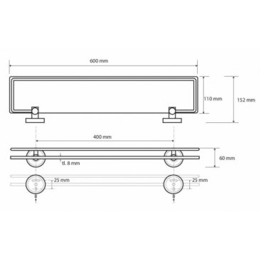 Полка стеклянная с бортиком 60 см Bemeta Alfa 102402243