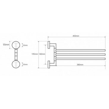 Полотенцедержатель тройной поворотный Bemeta Omega 104204112