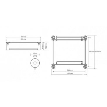 Полка стеклянная двойная Bemeta Retro 144102127