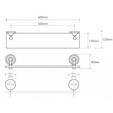 Полка стеклянная 60 см Bemeta Retro 144202248