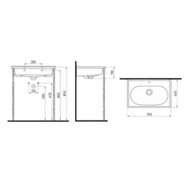 Раковина Bien Ferra FELK070B1FD1W5000