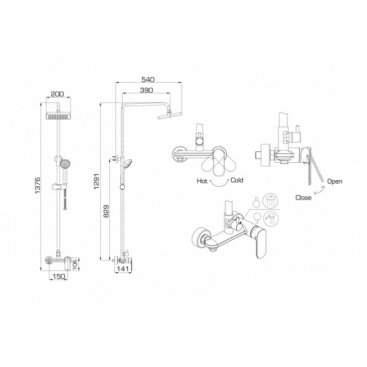 Душевая колонна Bravat Opal С F9125183CP-A1-RUS