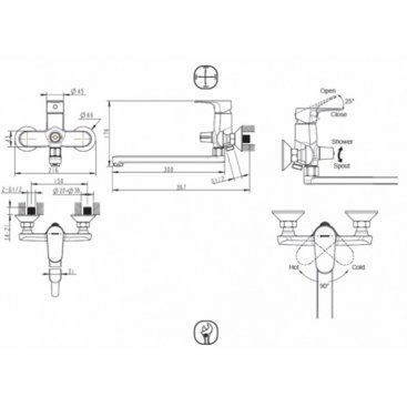 Смеситель для ванны Bravat Alfa F6120178CP-01L