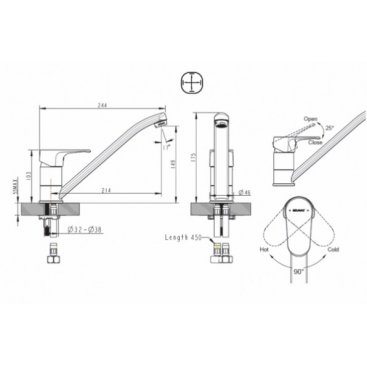 Смеситель для кухни Bravat Alfa F7120178CP-2