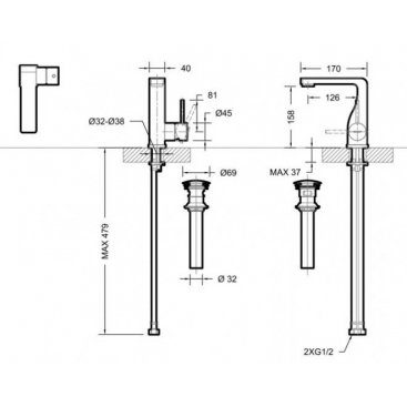 Смеситель для раковины Bravat Arc F16061K-2-ENG