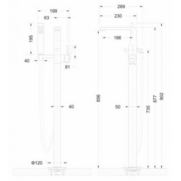 Смеситель для ванны напольный Bravat Arc F66061K-B3-ENG