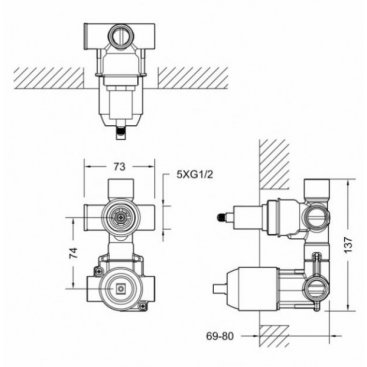 Скрытая часть смесителя Bravat D982CP-B-ENG