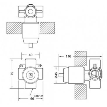 Скрытая часть смесителя Bravat D999BW-ENG