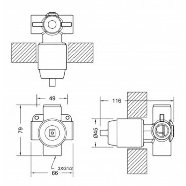 Скрытая часть смесителя Bravat D999CP-ENG