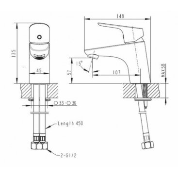 Смеситель для раковины Bravat Drop F14898C-1