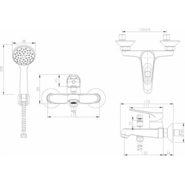 Смеситель для ванны Bravat Drop F64898C-B