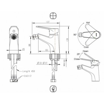 Смеситель для биде Bravat Eco F3111147C