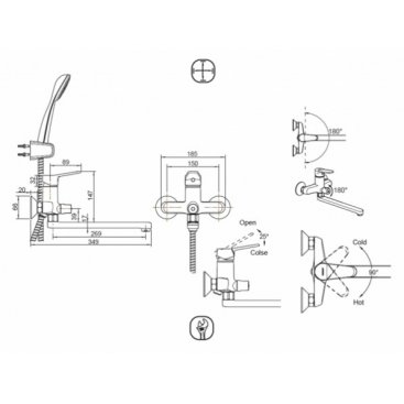 Смеситель для ванны Bravat Eco F6111147C-LB