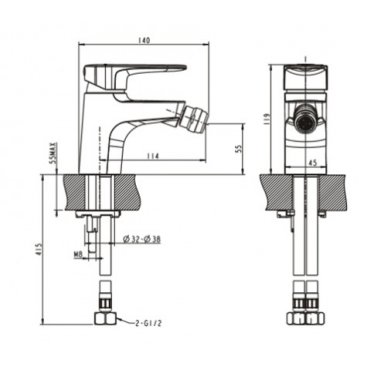 Смеситель для биде Bravat Eler F3239218CP-1-RUS