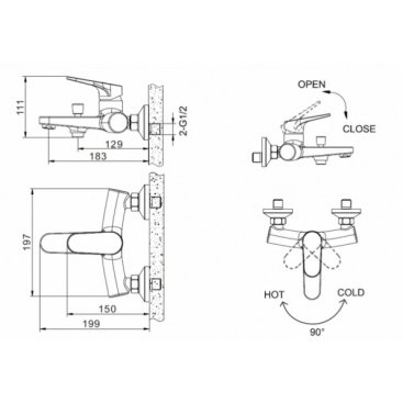 Смеситель для ванны Bravat Eler F6191238CP-01-RUS