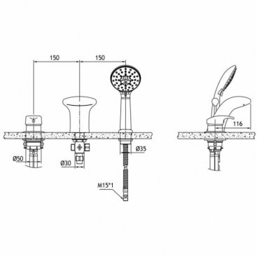 Смеситель на борт ванны Bravat Cobra F5140197CP-1-RUS