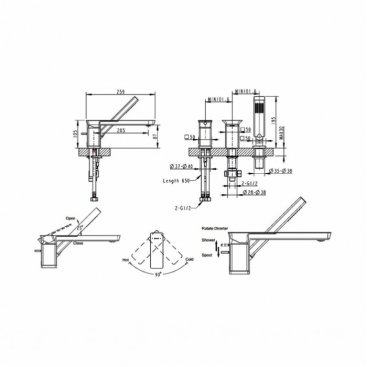 Смеситель на борт ванны Bravat Phillis F556101C-2-ENG