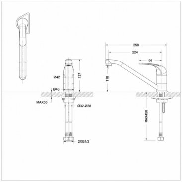 Смеситель для кухни Bravat Fit F7135188CP-RUS