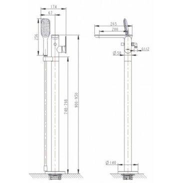 Смеситель для ванны напольный Bravat Gina F665104C-B3-ENG