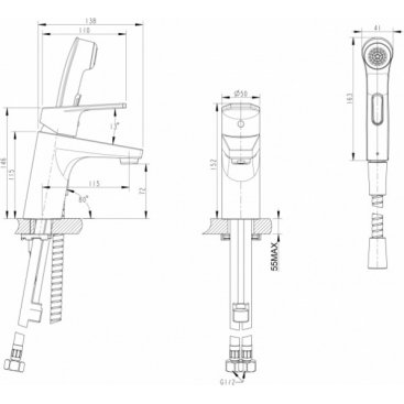 Смеситель для раковины Bravat Line F15299C-2