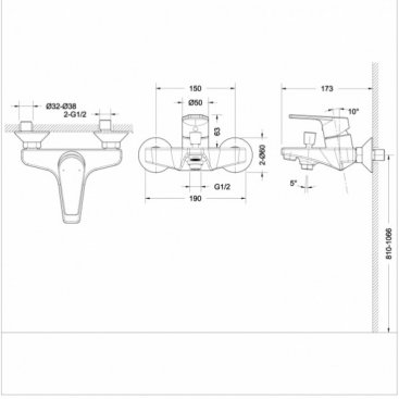 Смеситель для ванны Bravat Line F65299C-B-RUS