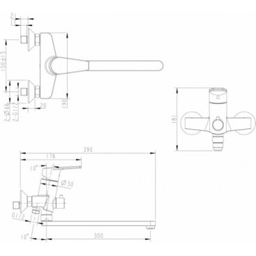 Смеситель для ванны Bravat Line F65299C-LB-RUS