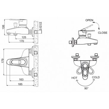 Смеситель для ванны Bravat Loop F6124182CP-01-RUS