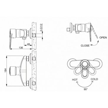 Смеситель для душа Bravat Loop F9124182CP-01-RUS