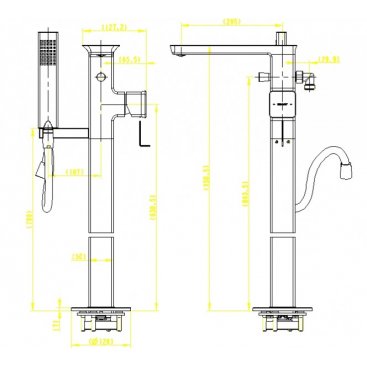 Смеситель для ванны напольный Bravat Phillis F656101C-B3-ENG