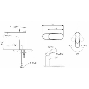 Смеситель для раковины Bravat Pure F1105161C