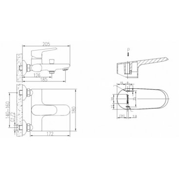 Смеситель для ванны Bravat Pure F6105161C-01