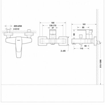 Смеситель для ванны Bravat Riffle F672106C-01