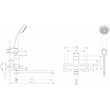 Смеситель для ванны Bravat Riffle F672106C-LB