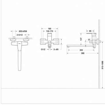 Смеситель для ванны Bravat Riffle F672106C-L