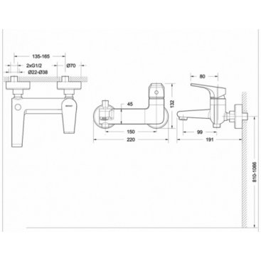 Смеситель для ванны Bravat Vega F6119177CP-01