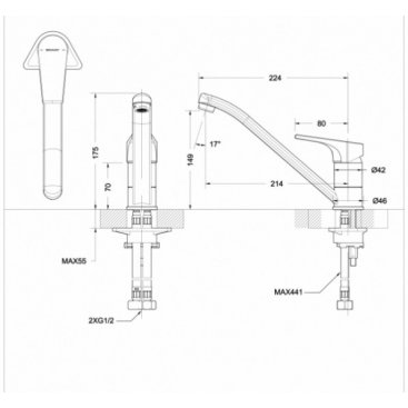 Смеситель для кухни Bravat Vega F7119177CP-1