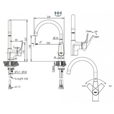 Смеситель для кухни Bravat Vega F7119177CP-3