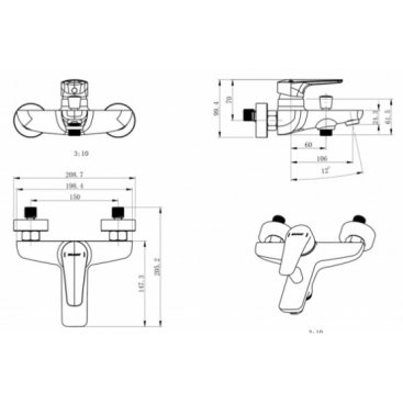 Смеситель для ванны Bravat Arden F6351385CP-01-RUS