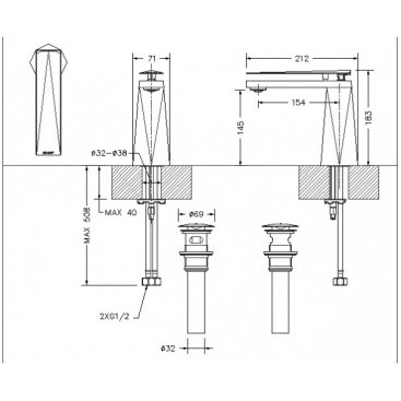 Смеситель для раковины Bravat Diamond F118102C-2-ENG