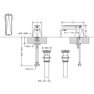 Смеситель для раковины Bravat Diamond F118102C-ENG