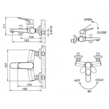 Смеситель для ванны Bravat Emental M5801