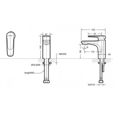 Смеситель для раковины Bravat Source F1173218CP-ENG