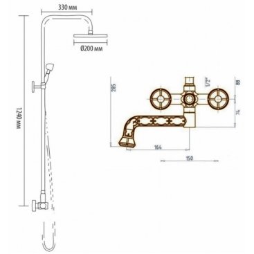 Душевая стойка Bronze de Luxe Royal 10121PF