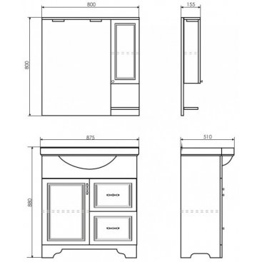 Мебель для ванной Comforty Севилья 85